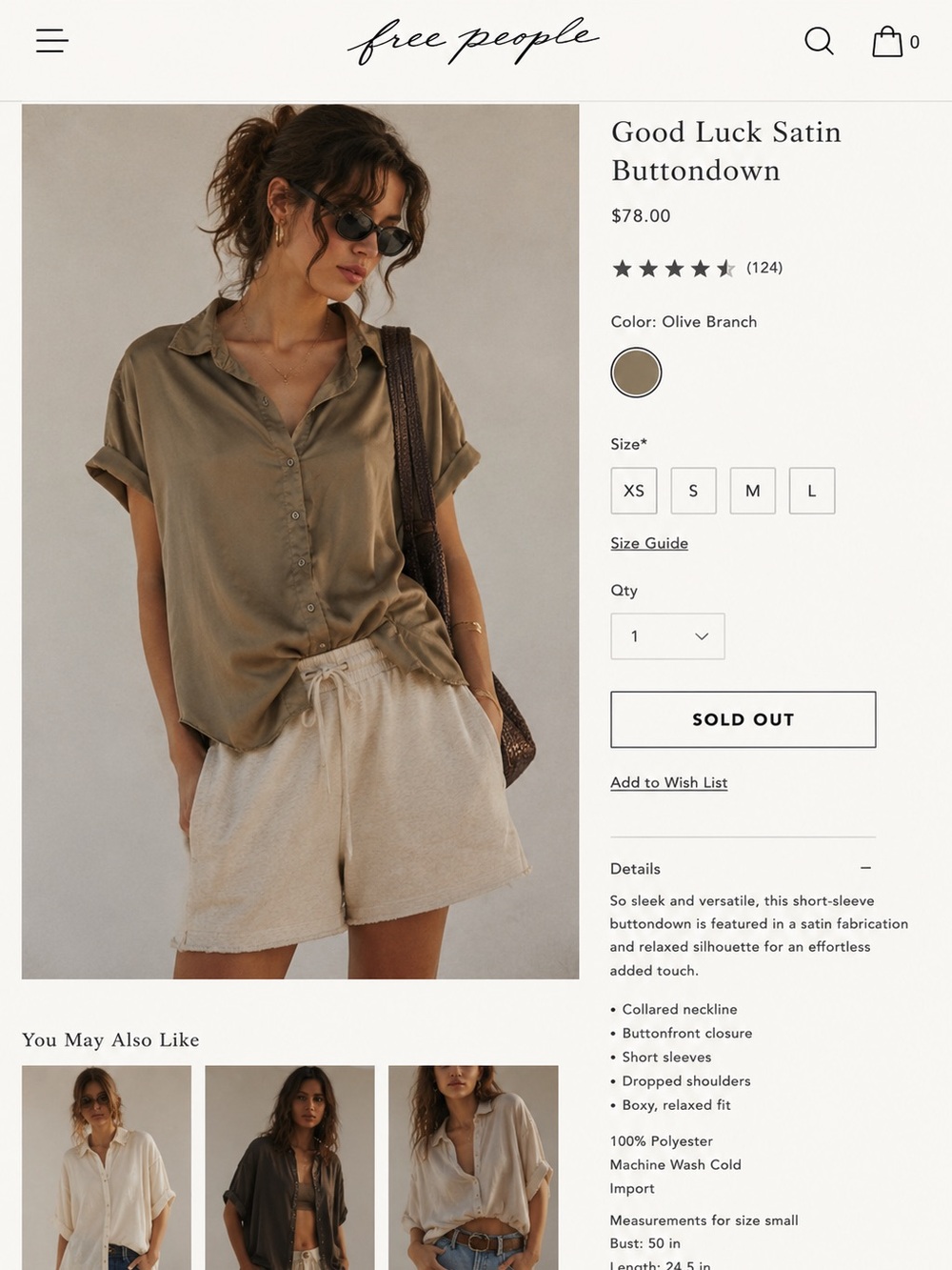 Free People Good Luck Satin Buttondown in Olive Branch